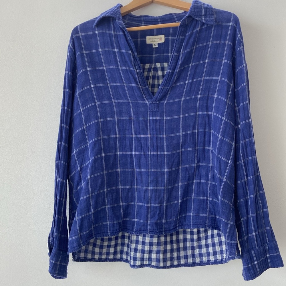 American Colors By Alex Lehr Women’s plaid gauze shirt Size Large